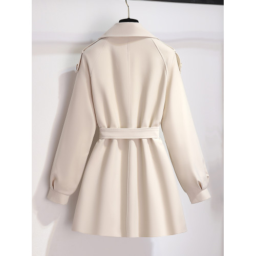 米白色短款風衣女款2025新款今年流行爆款小個子春秋季高級感外套 米白色短款風衣女款2025新款今年流行爆款小個子春秋季高級感外套