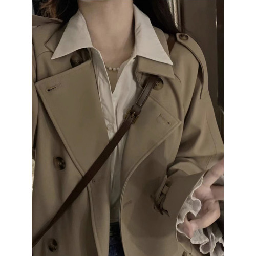 風衣外套女中長款小個子2025新款早春秋季今年流行英倫風韓系大衣 風衣外套女中長款小個子2025新款早春秋季今年流行英倫風韓系大衣