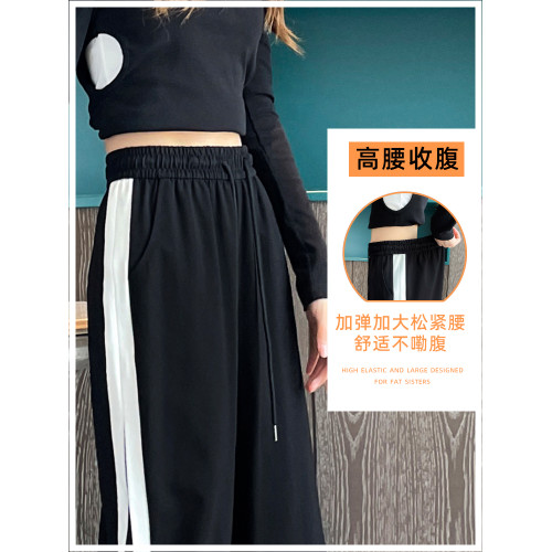 大碼女褲200斤胖mm春秋窄版濶腿褲子加肥加大寬松顯瘦高腰休閒褲 大碼女褲200斤胖mm春秋窄版濶腿褲子加肥加大寬松顯瘦高腰休閒褲