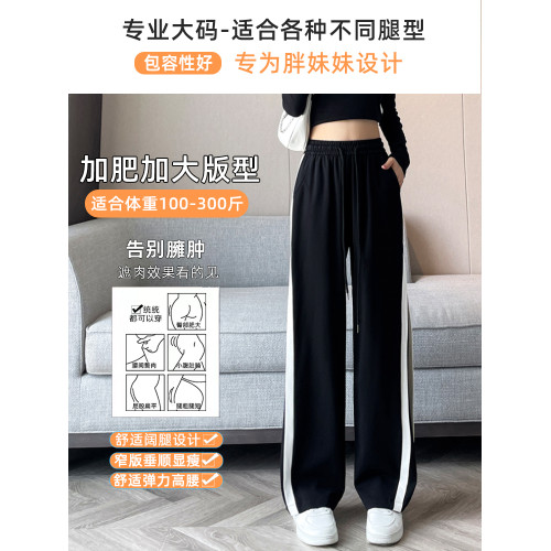 大碼女褲200斤胖mm春秋窄版濶腿褲子加肥加大寬松顯瘦高腰休閒褲 大碼女褲200斤胖mm春秋窄版濶腿褲子加肥加大寬松顯瘦高腰休閒褲