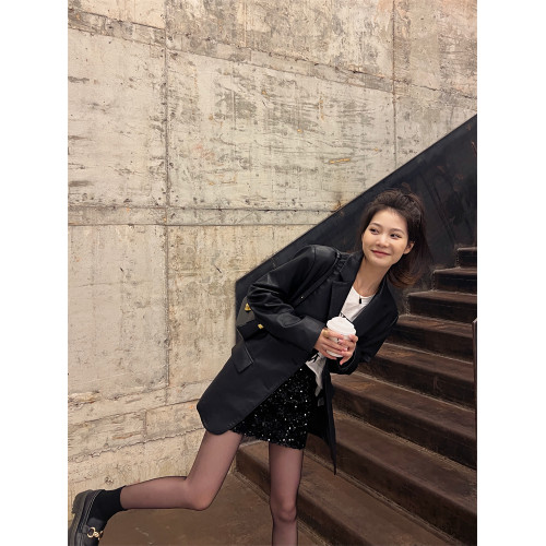 皮衣女黑色西裝皮衣外套酷颯2025秋季新款女裝高級感皮夾克小個子 皮衣女黑色西裝皮衣外套酷颯2025秋季新款女裝高級感皮夾克小個子