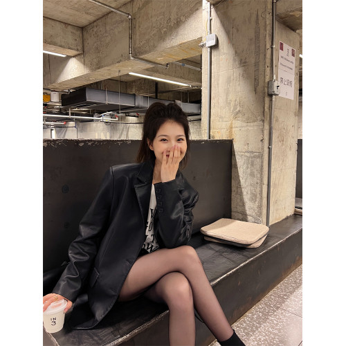 皮衣女黑色西裝皮衣外套酷颯2025秋季新款女裝高級感皮夾克小個子 皮衣女黑色西裝皮衣外套酷颯2025秋季新款女裝高級感皮夾克小個子