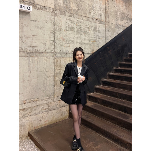 皮衣女黑色西裝皮衣外套酷颯2025秋季新款女裝高級感皮夾克小個子 皮衣女黑色西裝皮衣外套酷颯2025秋季新款女裝高級感皮夾克小個子