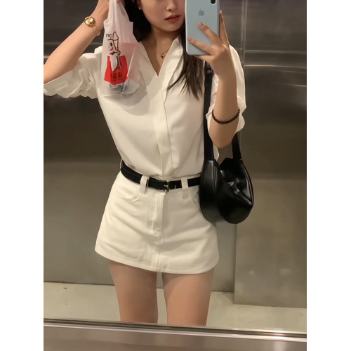 美式復古白色牛仔半身裙女夏季新款辣妹防走光A字包臀超短裙褲子 美式復古白色牛仔半身裙女夏季新款辣妹防走光A字包臀超短裙褲子