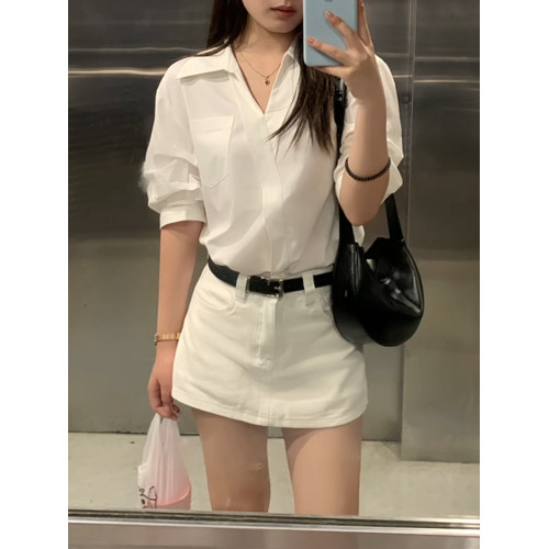 美式復古白色牛仔半身裙女夏季新款辣妹防走光A字包臀超短裙褲子 美式復古白色牛仔半身裙女夏季新款辣妹防走光A字包臀超短裙褲子