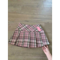 粉色格子半身裙百褶裙女夏季新款高腰顯瘦學院風防走光jk短裙ins