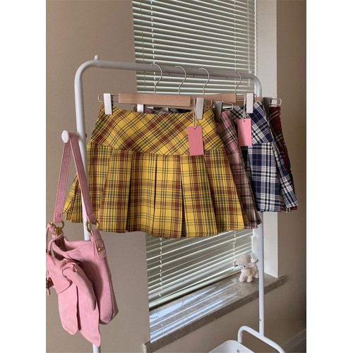 粉色格子半身裙百褶裙女夏季新款高腰顯瘦學院風防走光jk短裙ins 粉色格子半身裙百褶裙女夏季新款高腰顯瘦學院風防走光jk短裙ins