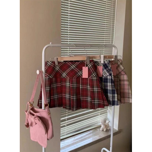 粉色格子半身裙百褶裙女夏季新款高腰顯瘦學院風防走光jk短裙ins 粉色格子半身裙百褶裙女夏季新款高腰顯瘦學院風防走光jk短裙ins