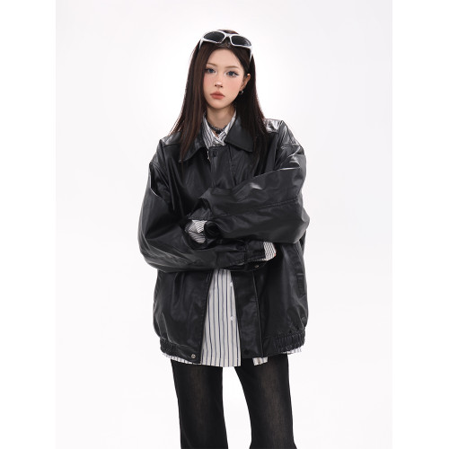 Nuxin美拉德棕美式復古寬松高級感pu皮衣夾克外套女2025春秋新款 Nuxin美拉德棕美式復古寬松高級感pu皮衣夾克外套女2025春秋新款