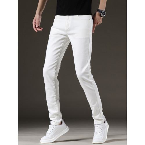 香港三防高級白色牛仔褲男修身小腳秋季新款彈力休閒純白長褲子男 香港三防高級白色牛仔褲男修身小腳秋季新款彈力休閒純白長褲子男