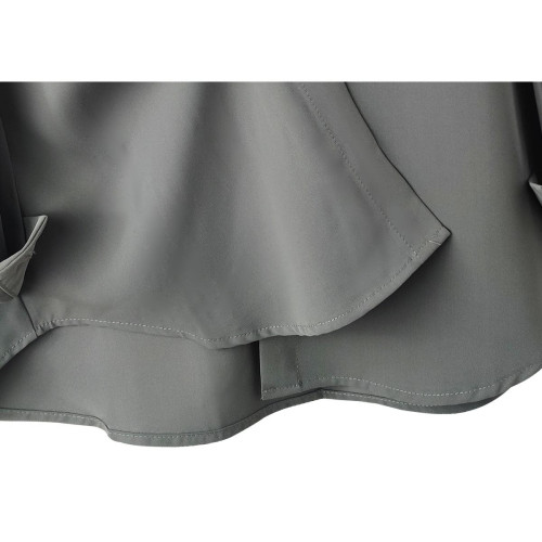 深灰色翻領純色長袖襯衫女夏季新款小衆別致顯瘦寬松襯衣外搭上衣