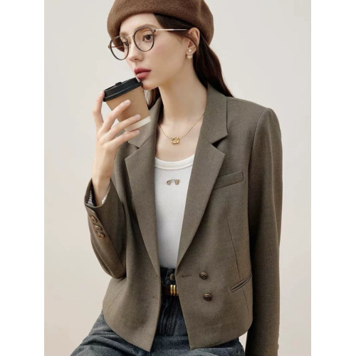 2025年秋季新款短款西裝外套女小個子時髦通勤休閒西服外套學院風 2025年秋季新款短款西裝外套女小個子時髦通勤休閒西服外套學院風