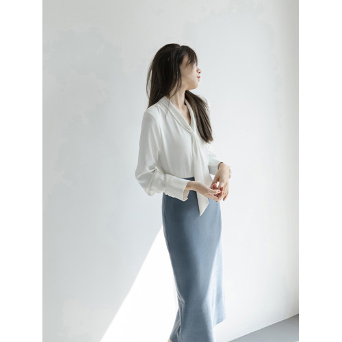 職業通勤溫柔風粉色飄帶襯衫女秋季新款知性優雅高級氣質長袖上衣