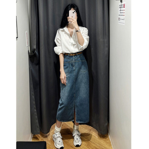 高級感氣質白色長袖上衣女曡穿春季韓版百搭別致寬松襯衫外穿顯瘦