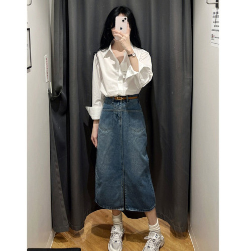 高級感氣質白色長袖上衣女曡穿春季韓版百搭別致寬松襯衫外穿顯瘦