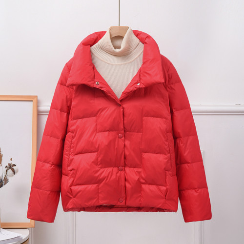 2022秋冬季反季新款立領輕薄羽絨服女寬松百搭保暖白鴨絨短外套潮 2022秋冬季反季新款立領輕薄羽絨服女寬松百搭保暖白鴨絨短外套潮