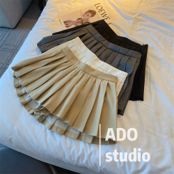 灰色百褶裙辣妹防走光半身裙女西裝A字短裙百搭顯瘦皺褶高腰褲裙