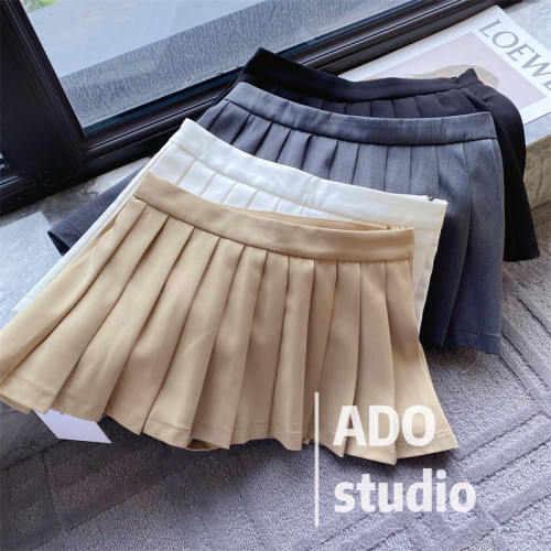 灰色百褶裙辣妹防走光半身裙女西裝A字短裙百搭顯瘦皺褶高腰褲裙