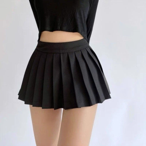 灰色百褶裙辣妹防走光半身裙女西裝A字短裙百搭顯瘦皺褶高腰褲裙