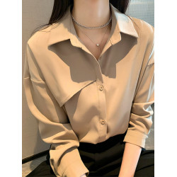 秋裝白色雪紡襯衫上衣女長袖大碼胖mm200斤設計感職業面試OL襯衣