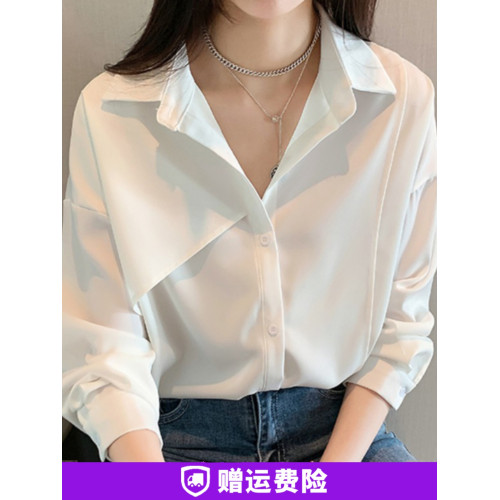 秋裝白色雪紡襯衫上衣女長袖大碼胖mm200斤設計感職業面試OL襯衣