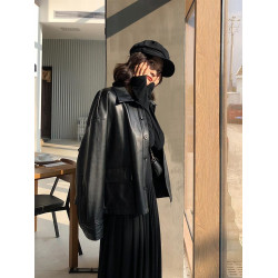 ulzzang帥氣百搭PU皮衣女春秋2025新款短款修身高腰皮夾克小外套