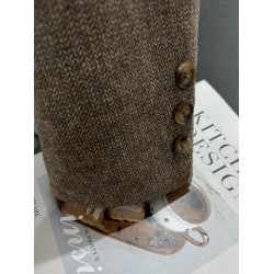 復古炸街人字紋毛呢西裝外套女2025新款秋冬季小個子韓版休閒西服