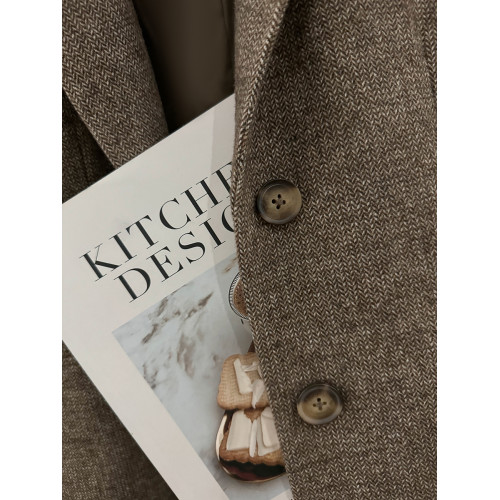 復古炸街人字紋毛呢西裝外套女2025新款秋冬季小個子韓版休閒西服 復古炸街人字紋毛呢西裝外套女2025新款秋冬季小個子韓版休閒西服