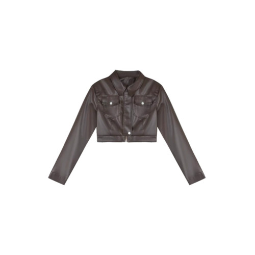 美拉德穿搭咖棕色皮衣外套女春秋2025年新款大碼寬松外穿短款上衣 美拉德穿搭咖棕色皮衣外套女春秋2025年新款大碼寬松外穿短款上衣