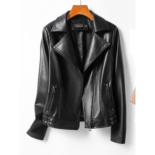 海甯真皮皮衣女短款2025春秋季新款皮夾克氣質修身綿羊皮機車外套 海甯真皮皮衣女短款2025春秋季新款皮夾克氣質修身綿羊皮機車外套