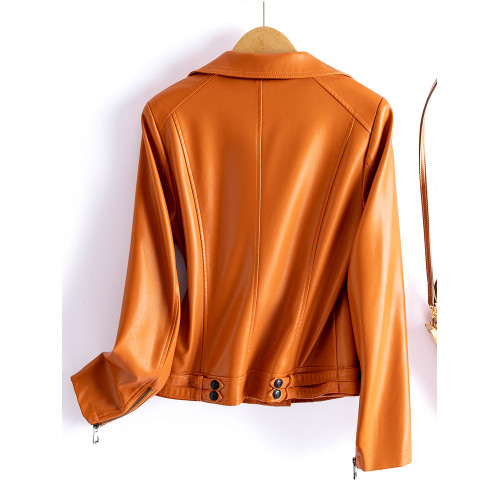 海甯真皮皮衣女短款2025春秋季新款皮夾克氣質修身綿羊皮機車外套 海甯真皮皮衣女短款2025春秋季新款皮夾克氣質修身綿羊皮機車外套