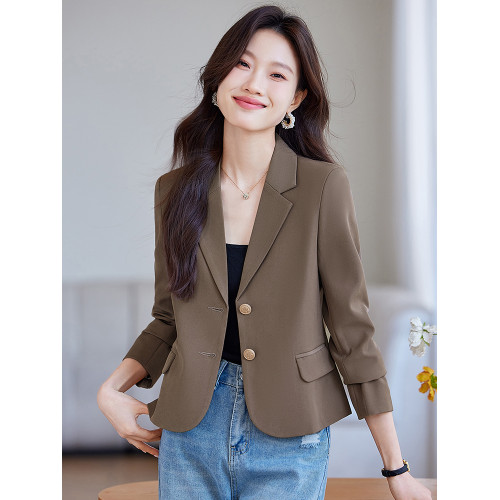 黑色西裝外套女春秋2025新款休閒修身氣質小個子短款女士西服上衣 黑色西裝外套女春秋2025新款休閒修身氣質小個子短款女士西服上衣