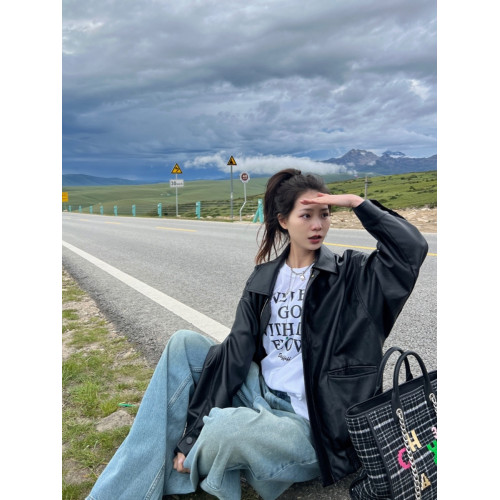 美拉德皮衣外套女酷颯風2025春秋新款爆款棕色美式復古高級感機車 美拉德皮衣外套女酷颯風2025春秋新款爆款棕色美式復古高級感機車