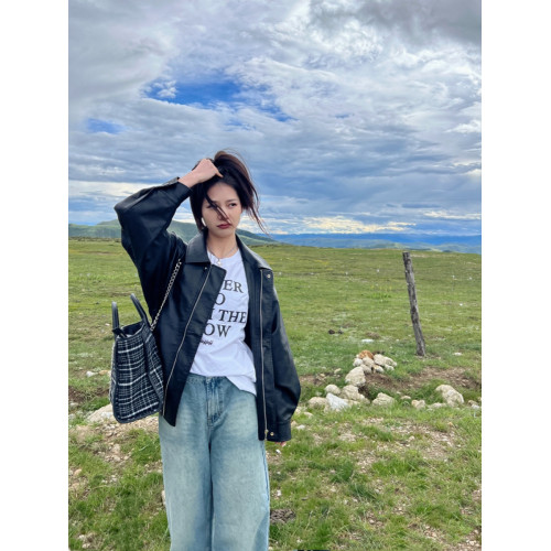 美拉德皮衣外套女酷颯風2025春秋新款爆款棕色美式復古高級感機車 美拉德皮衣外套女酷颯風2025春秋新款爆款棕色美式復古高級感機車