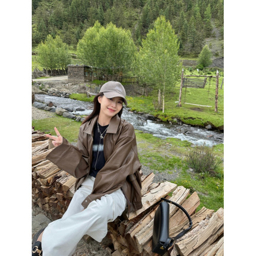 美拉德皮衣外套女酷颯風2025春秋新款爆款棕色美式復古高級感機車 美拉德皮衣外套女酷颯風2025春秋新款爆款棕色美式復古高級感機車