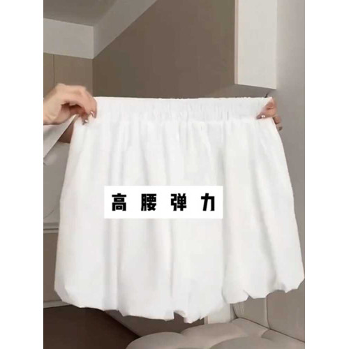 白色花苞短褲女裙褲夏季大碼胖mm高腰顯瘦A字半身裙泡泡燈籠短褲 白色花苞短褲女裙褲夏季大碼胖mm高腰顯瘦A字半身裙泡泡燈籠短褲