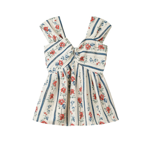 XinmonLee法式復古設計小衆碎花小衫夏季新款女洋氣減齡顯瘦背心