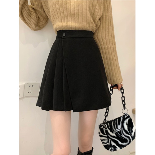 胖妹妹大碼毛呢百褶短裙不規則小衆梨形身材秋季新款呢子半身裙女 胖妹妹大碼毛呢百褶短裙不規則小衆梨形身材秋季新款呢子半身裙女