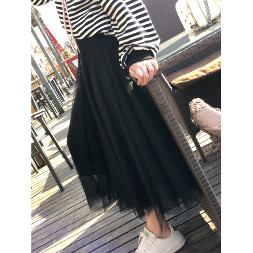 2026新款春季白色紗裙女半身裙長款優質垂感網紗裙子春秋半身長裙