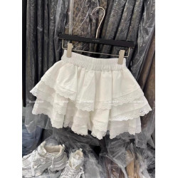 韓國東大門秋季新款甜美層層蕾絲花邊蛋糕裙女高腰半身裙白色短裙