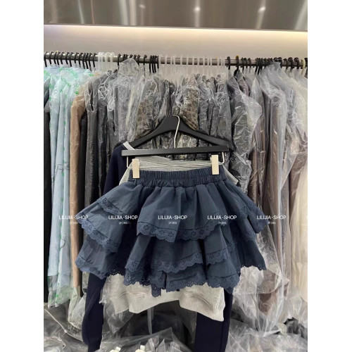 韓國東大門秋季新款甜美層層蕾絲花邊蛋糕裙女高腰半身裙白色短裙