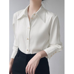 法式高級感白襯衫女秋季新款氣質通勤職業襯衣設計感小衆長袖上衣