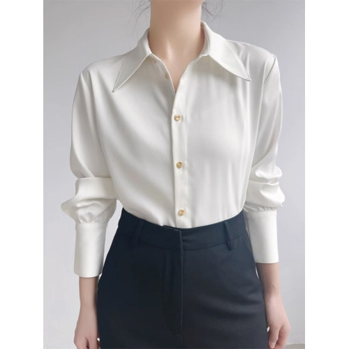 法式高級感白襯衫女秋季新款氣質通勤職業襯衣設計感小衆長袖上衣