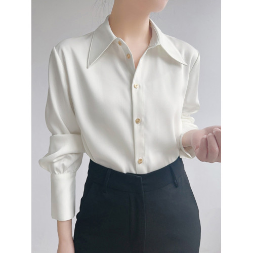 法式高級感白襯衫女秋季新款氣質通勤職業襯衣設計感小衆長袖上衣