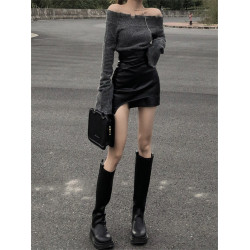 大碼辣妹皮裙半身裙女春秋2025高腰黑色包臀裙A字短裙PU皮裙子