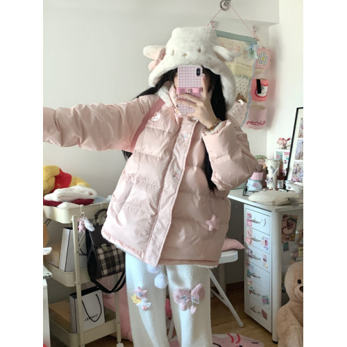 原創可愛kt貓加厚粉色外套國標白鴨絨雙面羽絨服女毛絨絨連帽開衫 原創可愛kt貓加厚粉色外套國標白鴨絨雙面羽絨服女毛絨絨連帽開衫