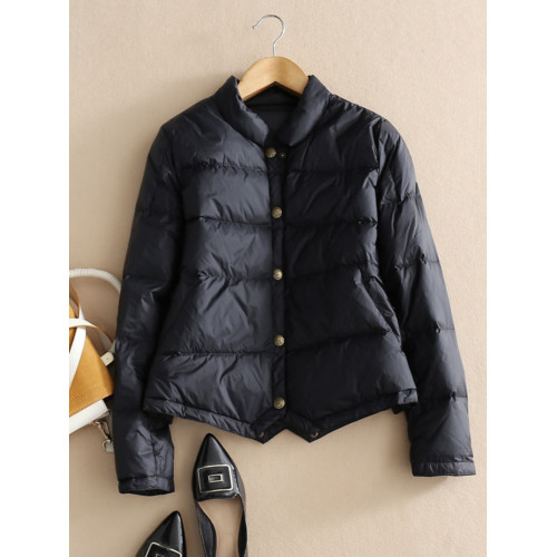 外單日系~白鴨絨秋冬季女立領單排釦小個子襯衫羽絨服 外單日系~白鴨絨秋冬季女立領單排釦小個子襯衫羽絨服