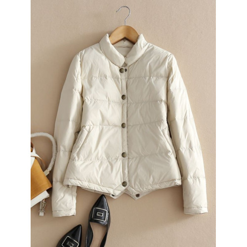 外單日系~白鴨絨秋冬季女立領單排釦小個子襯衫羽絨服 外單日系~白鴨絨秋冬季女立領單排釦小個子襯衫羽絨服