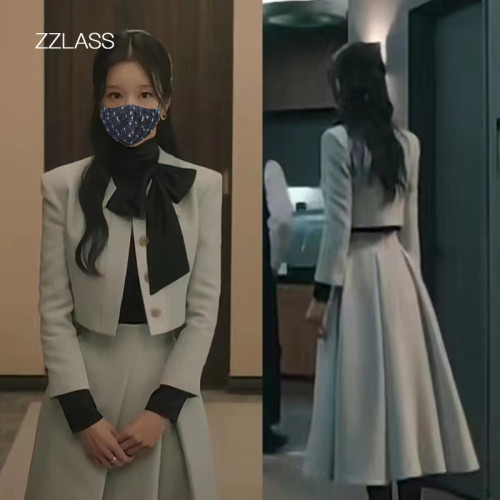 西裝外套蝴蝶結襯衣半身裙夏娃明星同款小香風莫蘭迪色西服套裝 西裝外套蝴蝶結襯衣半身裙夏娃明星同款小香風莫蘭迪色西服套裝
