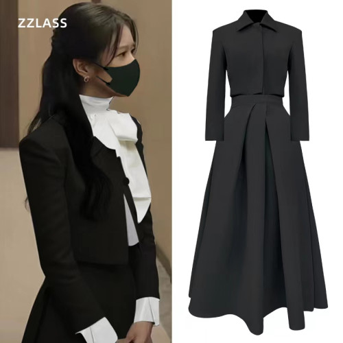 西裝外套蝴蝶結襯衣半身裙夏娃明星同款小香風莫蘭迪色西服套裝 西裝外套蝴蝶結襯衣半身裙夏娃明星同款小香風莫蘭迪色西服套裝